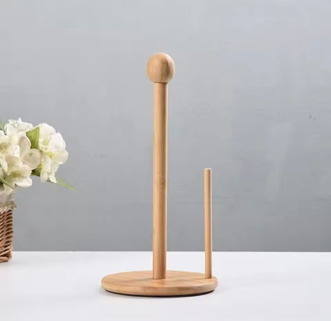 Wooden Paper Towel Holder, Countertop Vertical Tissue Holder Rack, Bamboo Paper Towel Stand for Kitchen Living Room, Multipurpose Countertop Stand
