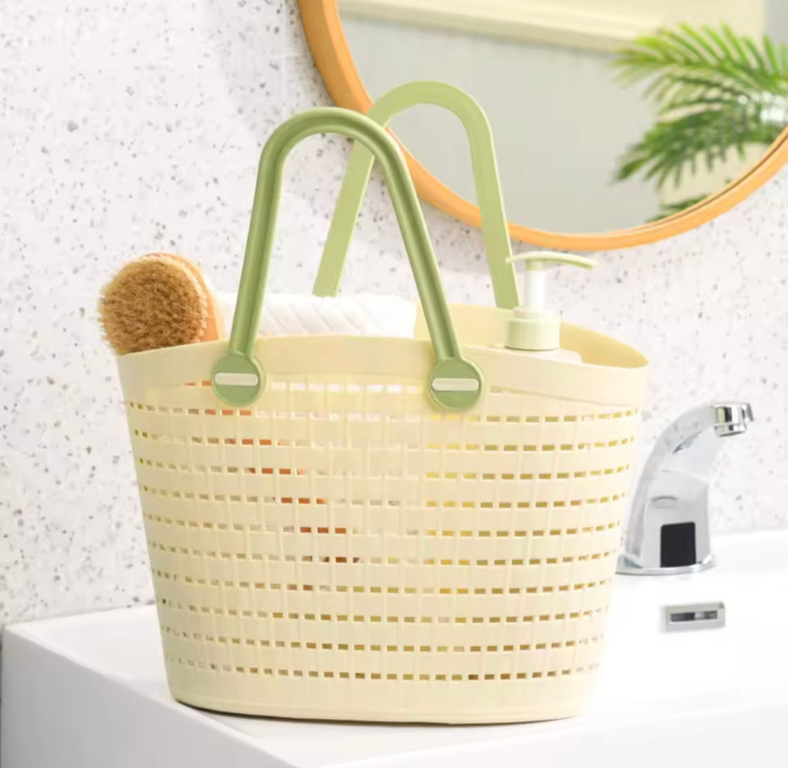 Portable Handheld Picnic Basket, Handheld Kitchen Grocery Basket, Multipurpose Laundry Basket, Creative Hollow Out Shower Basket