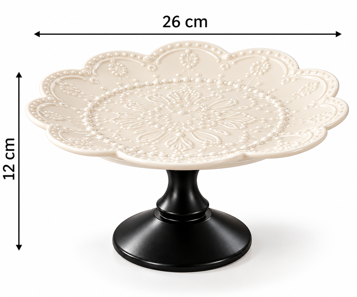 Elegant Floral Ceramic Cake Stand, Dessert And Cupcake Serving Display with Pedestal Stand, Decorative Cake Serving Stand