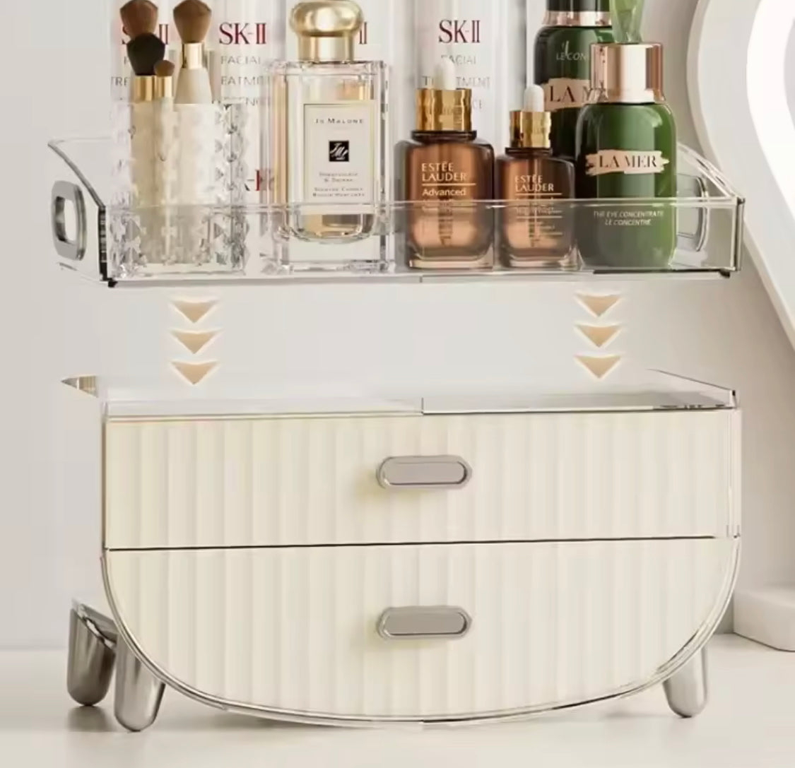Drawer Type Cosmetics Storage Box, Transparent Dust Proof Cosmetic Organizer, Stackable Cosmetic Storage Box