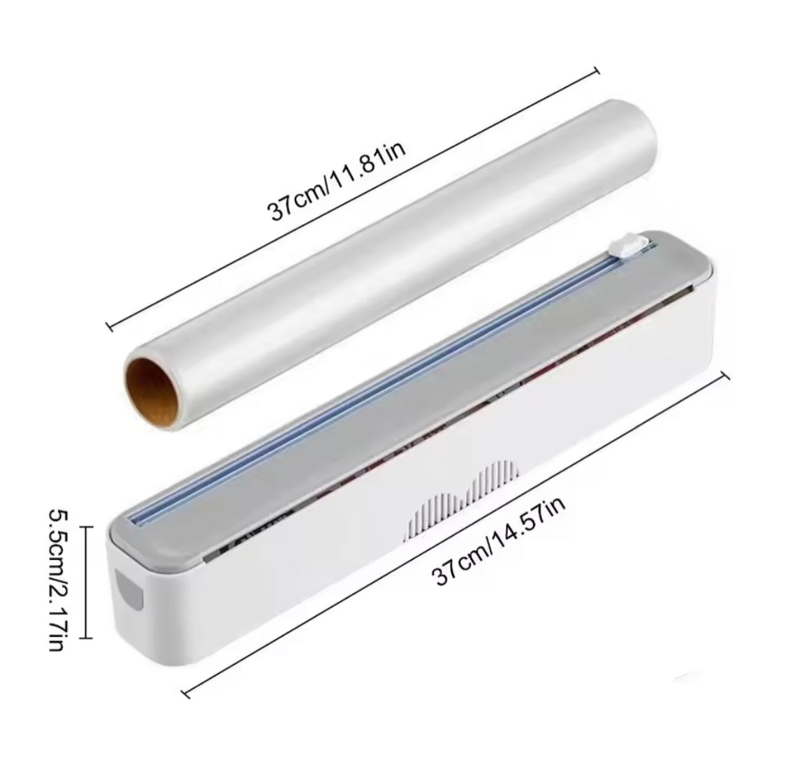 Reusable Food Wrap Cling Film With Cutter, Multipurpose Plastic Wrap Cutter, Wall Film Dispenser, Plastic Wrap Dispenser with Slide Cutter, Kitchen Organizer