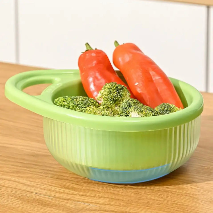 Plastic Kitchen Drain Basket, Double Layer Rice Wash Basket, Colander Set with Bowl Strainer