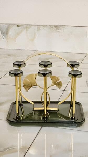Elegant 6 slots Cup Holder, Cup Drying Rack Shelf, Cup Hanging Drainer, Cup Drain Rack, Countertop Cup Holder for Bottle, Glass, Mug