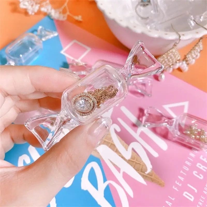 Candy Shaped Storage Box, Mini Clear Jewelry Case for Storage, Transparent Small Items Jewelry Pills Pack, Mini Jewelry Organizer, Multipurpose Mini Item Organizer, Travel Plastic Beads Jewelry Storage