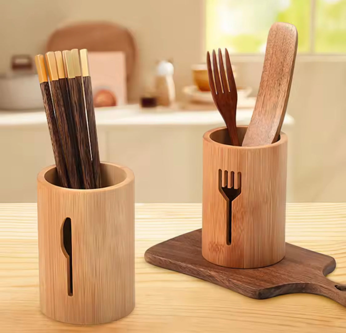 Eco Friendly Natural Bamboo Chopsticks Holder, Kitchen Storage Holder, Multifunctional Household Tableware Spoon Box