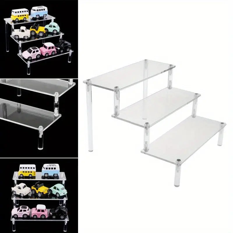 3 Tier Clear Acrylic Perfume Display, Multipurpose Perfume Decor Organizer, Tabletop 3 Step Storage Shelf, Desktop Organiser