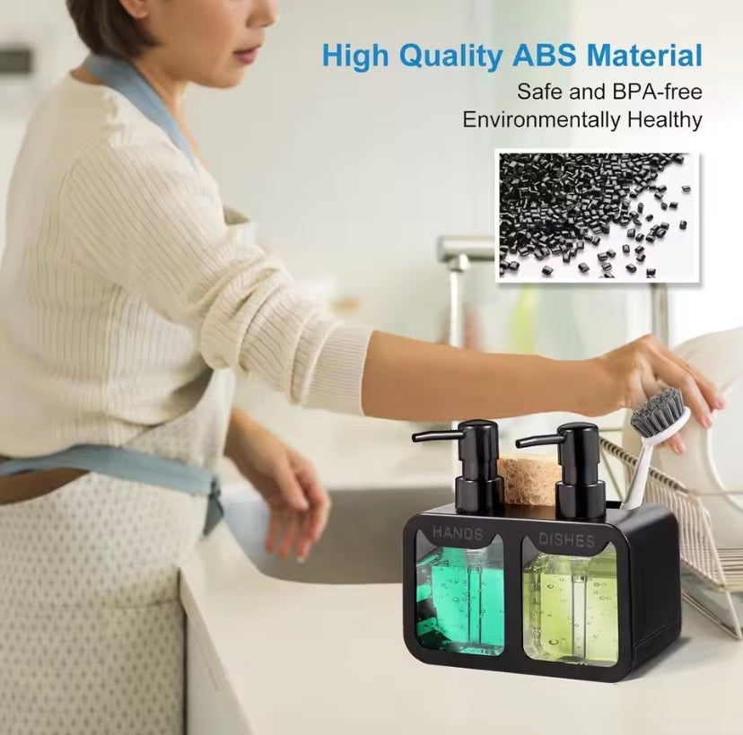 4 in 1 Manual Press Liquid Dish and Hand soap Dispenser, Dishwashing Soap Dispenser, Soap Dispenser With Sponge Holder