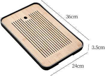 Wooden Kitchen Dish Drying Rack with Water Tray, Wooden Dish Drainer with Removable Water Tray, Bamboo Style Dish Drying Tray