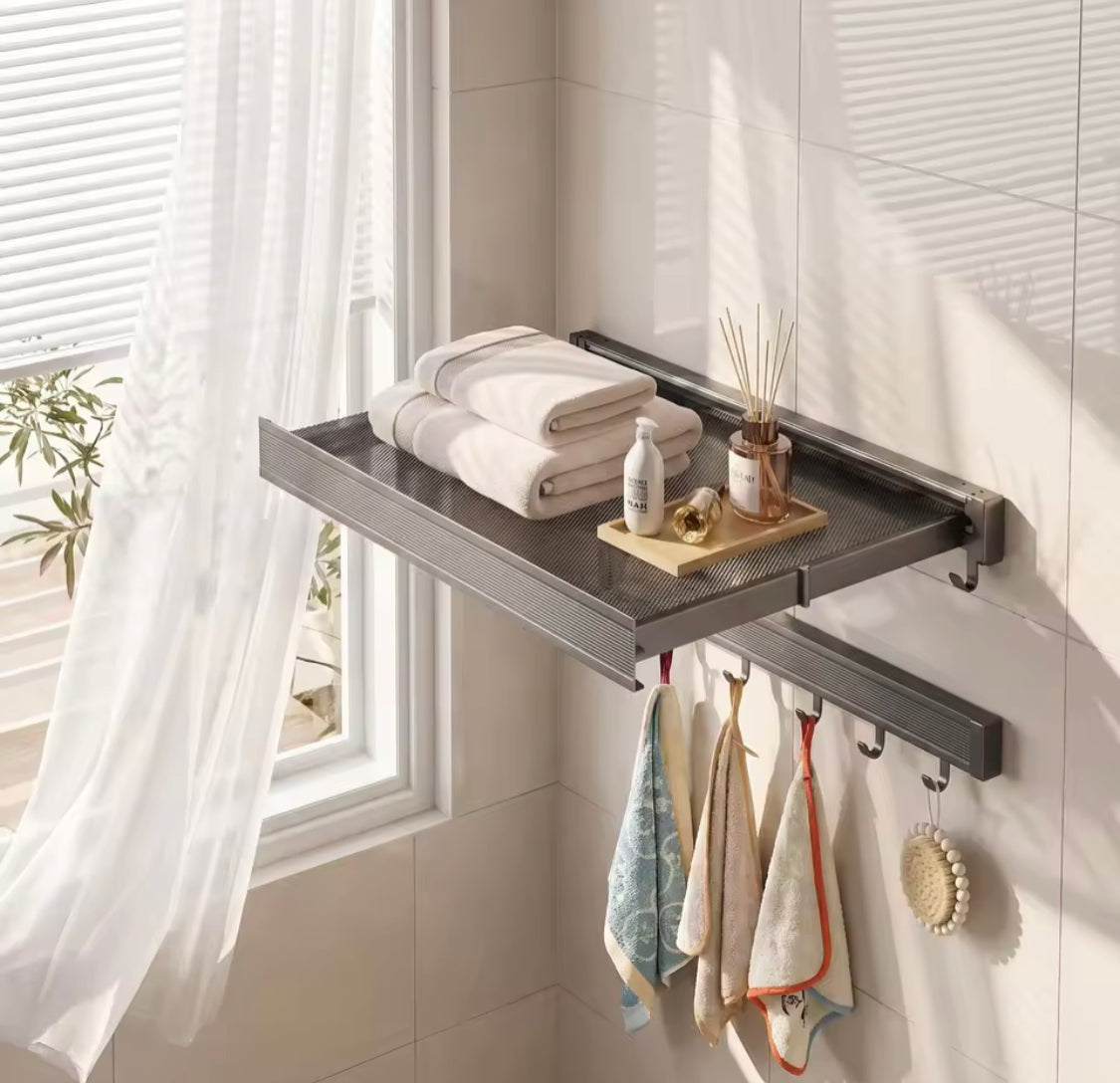 Retractable Aluminium Alloy Clothes Drying Net, Foldable Mesh Laundry Dryer with Hooks, Sturdy Clothes Rack For Balcony