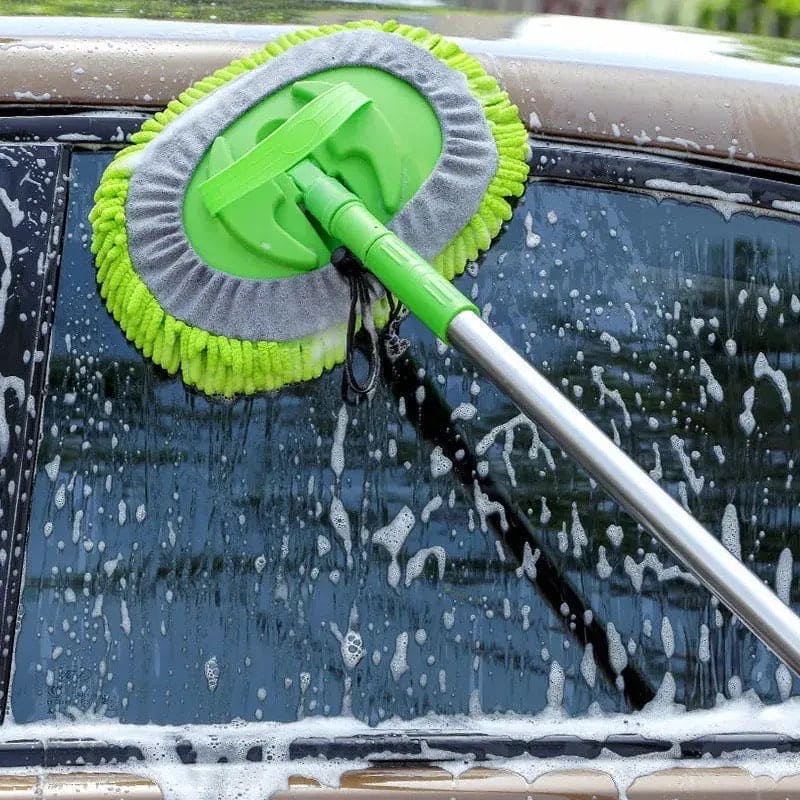 Microfiber Car Wash Brush, Mitt Sponge With Long Handle, Telescopic Cleaning Mop, Adjustable Super Absorbent Washing Mop, 2 In 1 Wash Dust Cleaning Mop, Multifunctional Home Automobile Dust Removal Mop