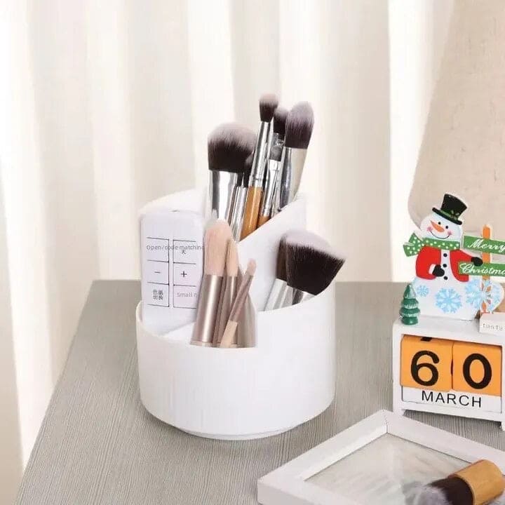 Versatile Desktop Storage Bucket, Plastic 3 Position Pencil Storage Box, Multifunctional Anti-deformed Round Box, Student Desk Storage Box, Home Use Multifunctional Makeup Brush Organizer Box, Home Office School Desktop Stationary Cup