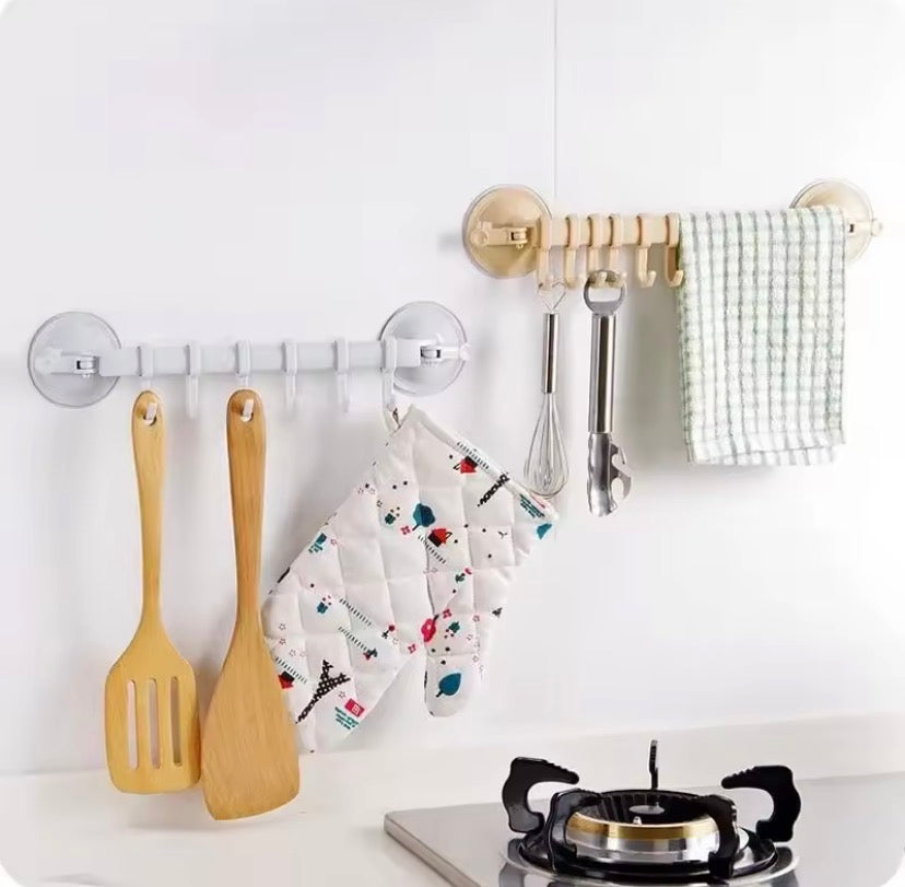 Adjustable Hanger Rack with Double Suction Cups, Kitchen Hanger Organizer With Suction Cup, Bathroom Corner Suspension Hanger Hook