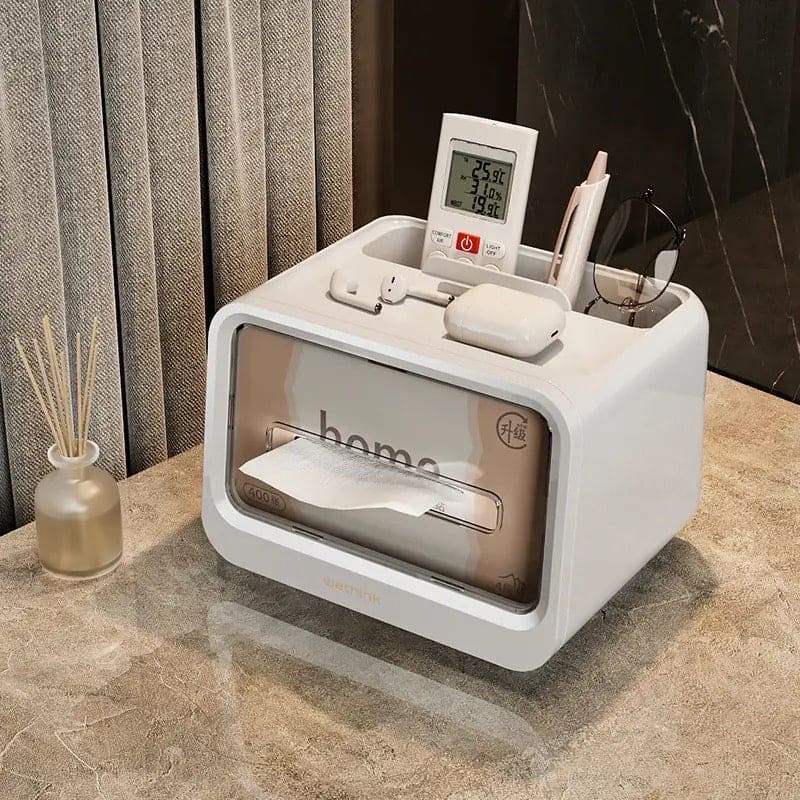 Home Tissue Box, Multifunctional Storage Tissue Box, Modern Style Handkerchief Box, Tissue Paper Dispenser, Storage Napkin Case Organizer, Wet Wipes Decoration Box, Tissue Box Holder with Stationery Remote Control Box, Multipurpose Scarves Box