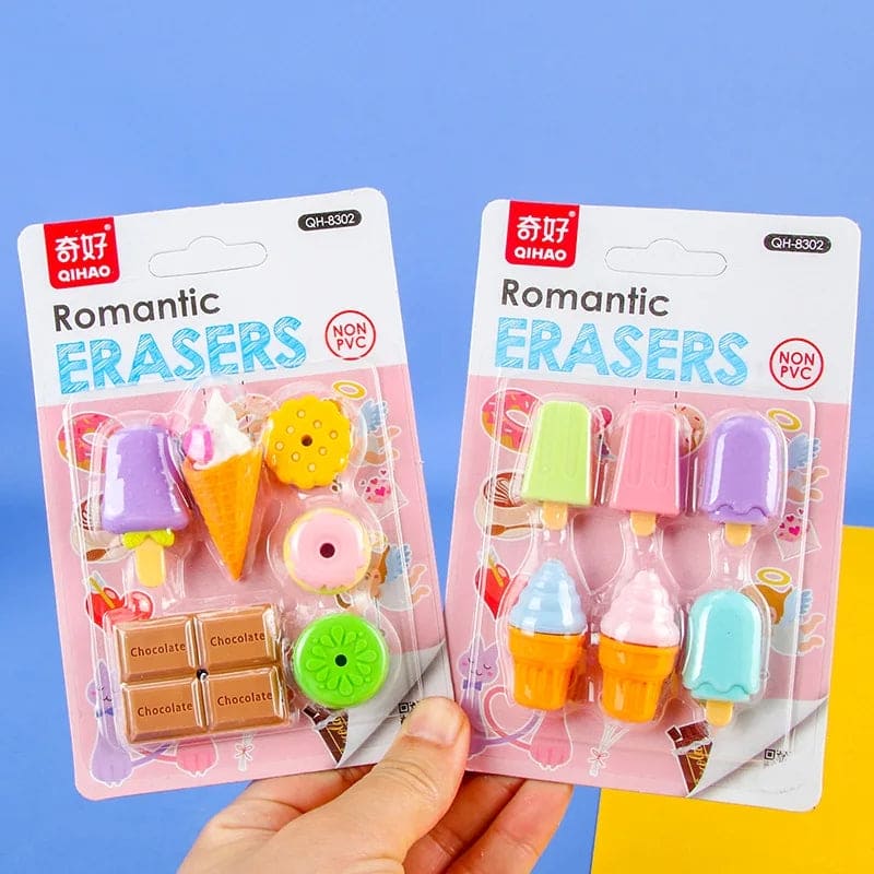 Set Of 6 Cute Fancy Eraser, Cute Cartoon Pencil Eraser, Non Toxic Dessert Eraser for Kids, Children School College Office Supplies
