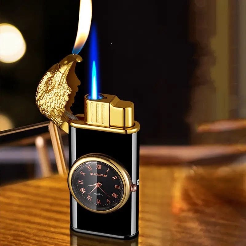 Eagle Head Double Flame Lighter, Metal Torch Turbo Double Fire Lighter, Kitchen Outdoor Portable Barbecue Camping Cigar Lighter, Windproof inflatable Lighter, Refillable Windproof Straight Flame Lighter