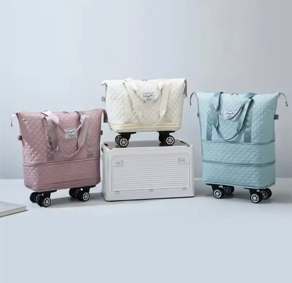 Waterproof Luggage Bag with Removable Wheels, Travel Luggage Bags, Large Capacity Storage Luggage Bag, Expandable Foldable Duffel Bag, Airpot Travel Bags