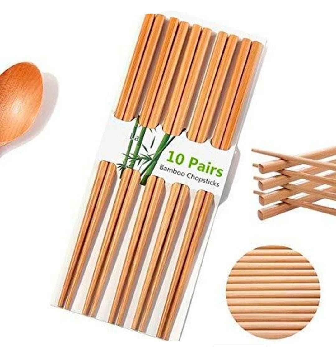 Set Of 10 Bamboo Sticks, Wooden Bamboo Chopsticks, Reusable Japanese Chopsticks, Non Slip Food Chop Sticks, Natural Kitchen Chopsticks, Household Bamboo Chopsticks, Kitchen Restaurant Home Tableware