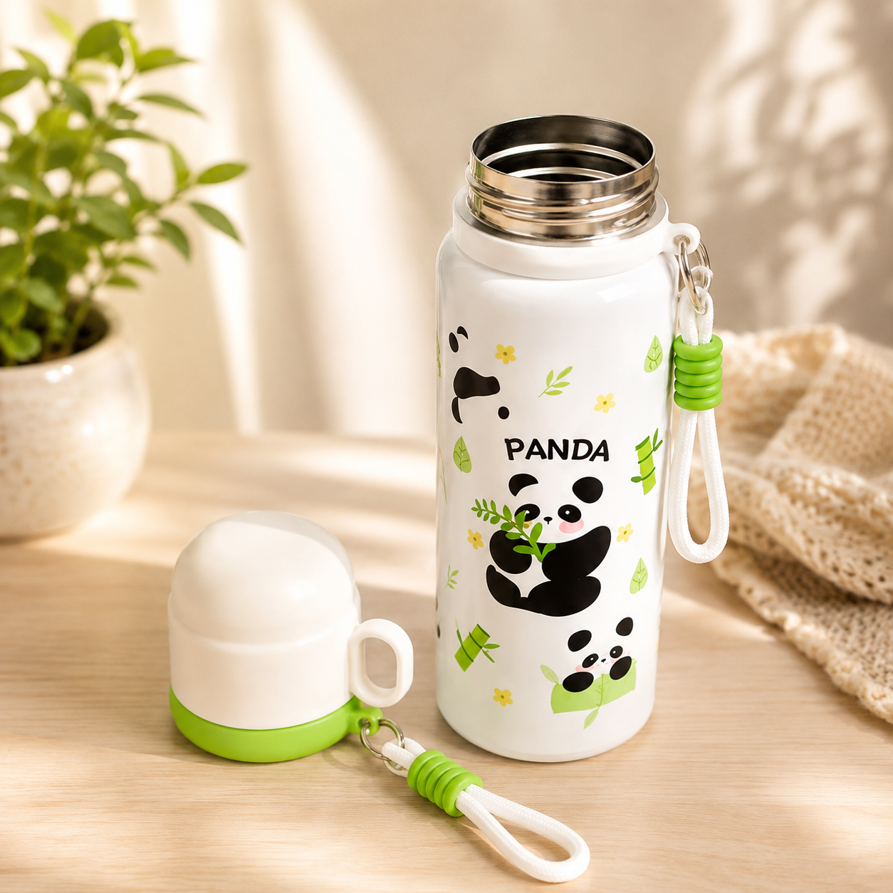 500ml Kids Panda Vacuum Insulated Bottle, Stainless Steel Kids Panda Thermal Bottle, Double Wall Insulated Flask