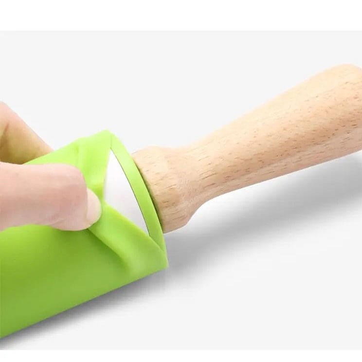 Silicone Dough Roller, Wooden Handle Dough Roller, Dumpling Skin Pressing Flour Stick Baking Tool, Kitchen Roti Belan, Non Stick Surface Baking Roller, Kitchen Cooking Accessories