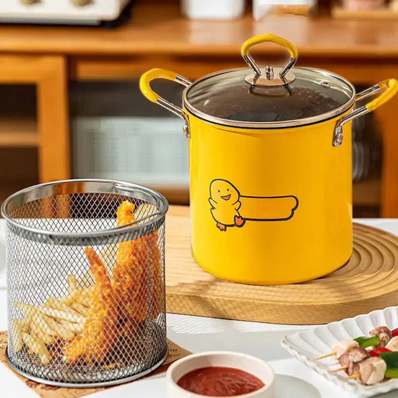 Mini Deep Frying Strainer Pot, Multifunctional Household Deep Frying Pan, Non Stick Mini Small Oil Frying Pot