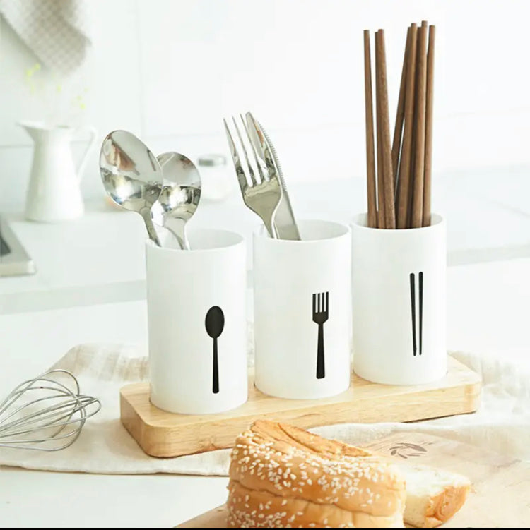 3 Grid Cutlery Holder, Kitchen Storage Holder, Multifunctional Household Tableware Spoon Fork Drain Box, High-grade Organizer Rack