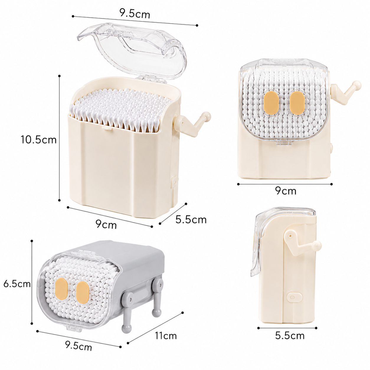 Mini Robot Style Cotton Swab Dispenser, Cotton Bud Storage Organizer, Mini Desktop Cotton Bud Dispenser