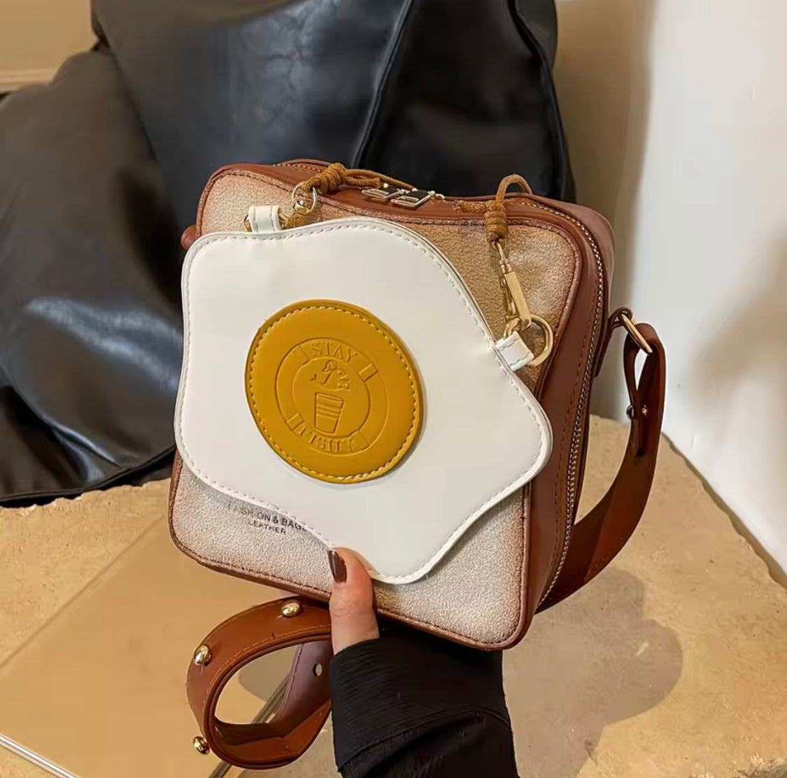 Crossbody Fried Toast Bread Bag, Bread Shape Women Shoulder Bag, Fashionable Egg Bread Shoulder Bag
