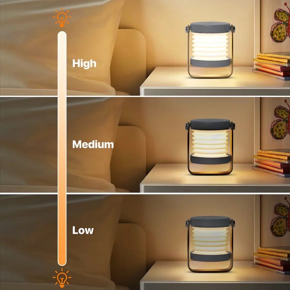 4 In 1 Foldable Table Lamp, Touch Dimmable LED Portable Lantern Light, Rechargeable Camping Lantern Night Light, Wooden Handle Telescopic Lantern Light, Touch Control Dimmable 3 Level Night Light