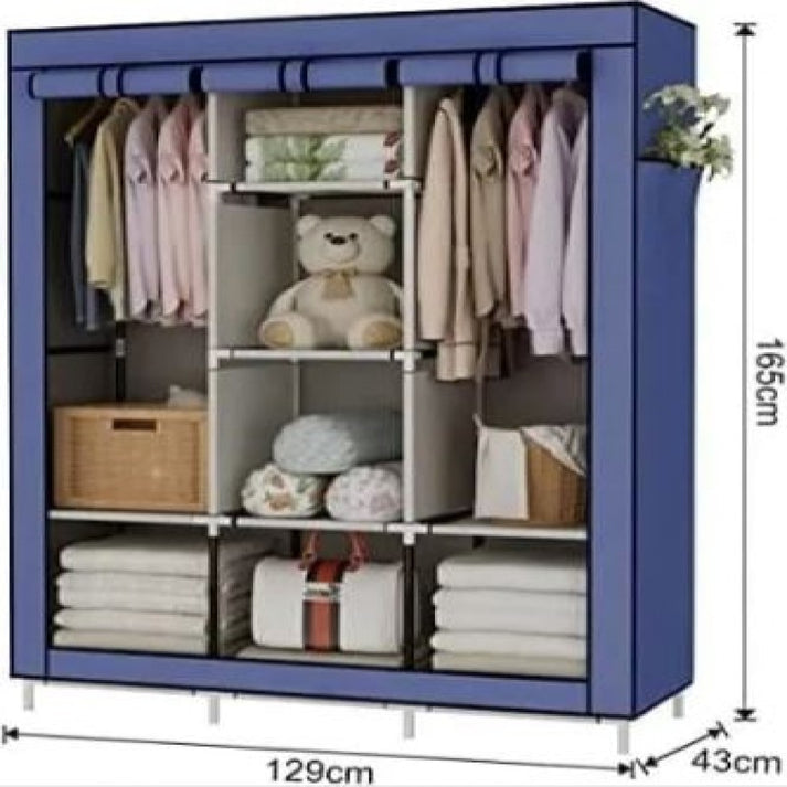 Portable Clothes Storage Cabinet, Multi Layer Fabric Wardrobe Organizer, Heavy Duty Portable Storage Wardrobe, Fabric Closet with Hanging & Storage Shelves