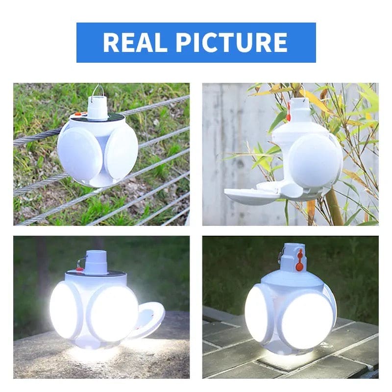 Football Foldable Solar Light, Emergency Home Camping Night Lights, Portable USB Rechargeable LED Search Light, 2 In 1 Camping Light, Portable Tent Lamp with Hanging Hook