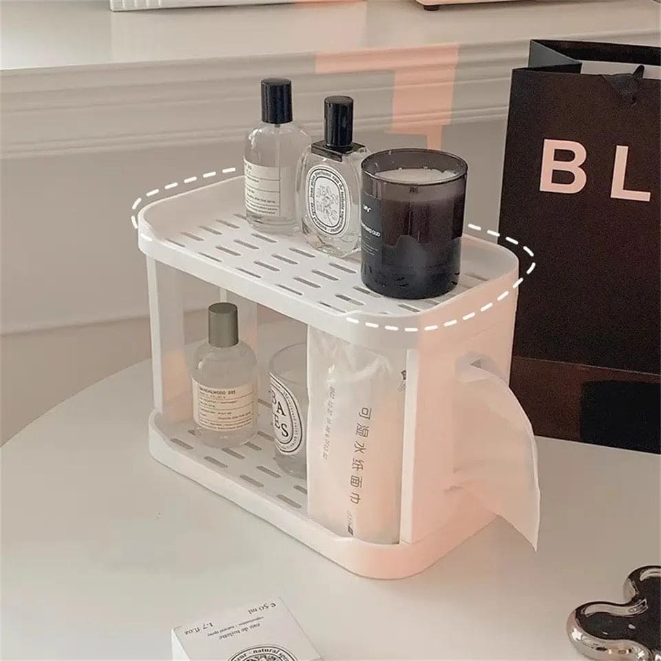 Plastic Desk Shelf, Multifunctional Double Layer Shelve, Multipurpose Kitchen Bathroom Standing Slim Rack, Vertical Bathroom Countertop Organizer, Countertop Corner Storage Rack