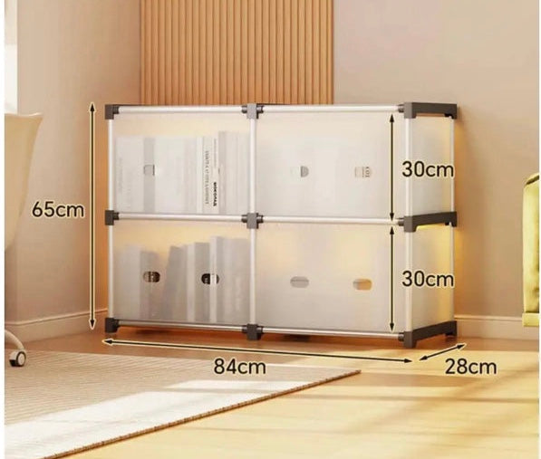 Multiayer Dustproof Cabinet Storage Shelf, Plastic Book Cabinet Organizer, Multipurpose Storage Rack, Portable Wardrobe Cabinet, Clothes Storage Organizer, No Installation Storage Cabinet