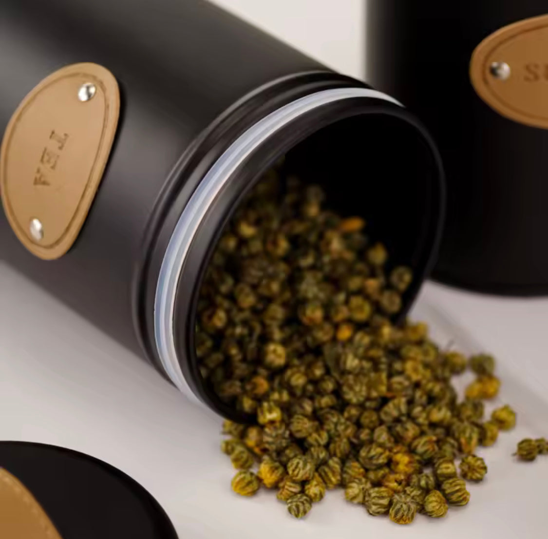 3pcs Coffee Tea And Sugar Jar With Lid, Moisture Proof Kitchen Storage Airtight Cans, Coffee Beans Tea Snacks Sealed Container, Seasoning Bottle Spice Jars, Stainless Steel Kitchen Storage Pots