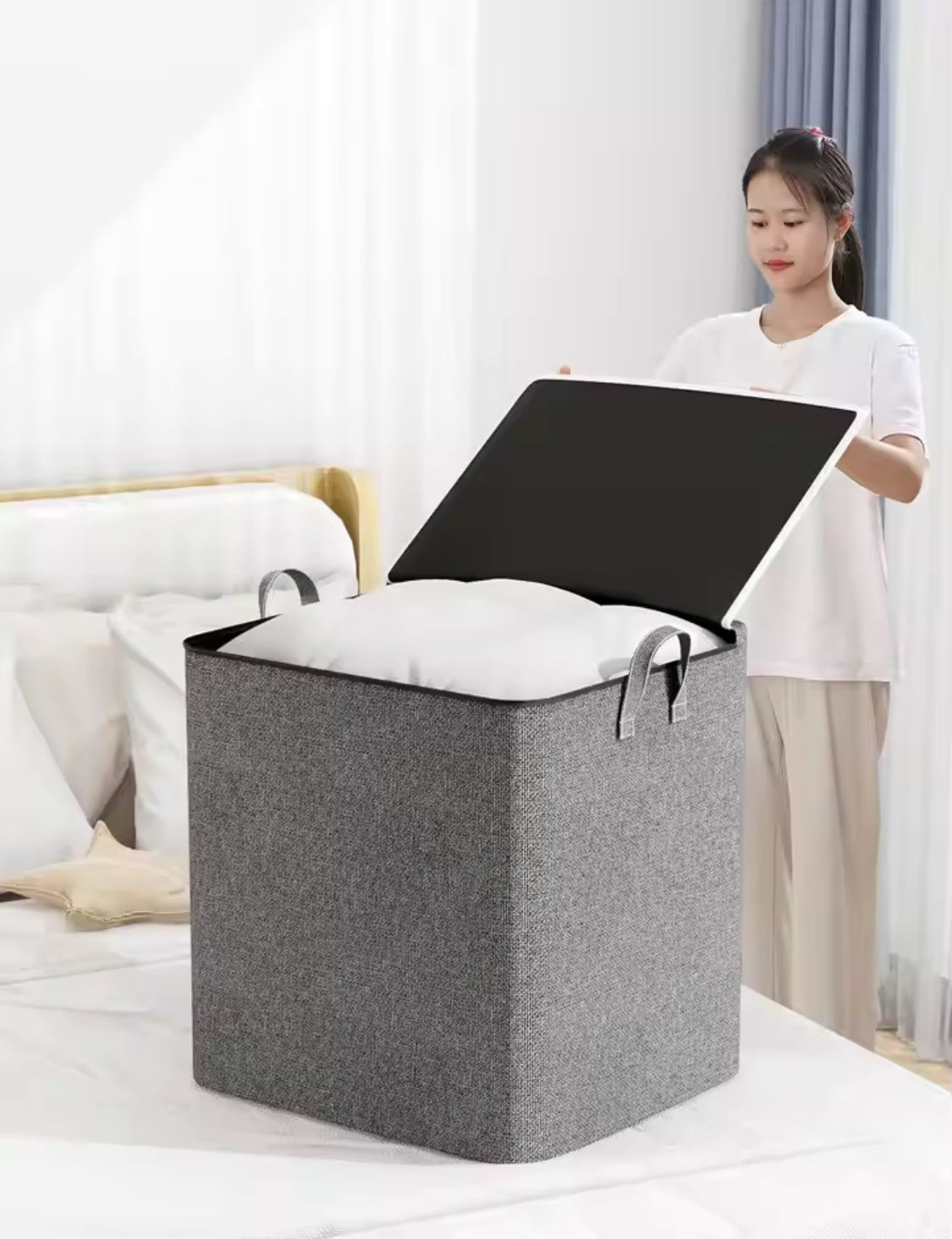 Large Capacity Clothing Storage Bag, Foldable Clothing Dust Bag, Portable Bedroom Storage Organizer