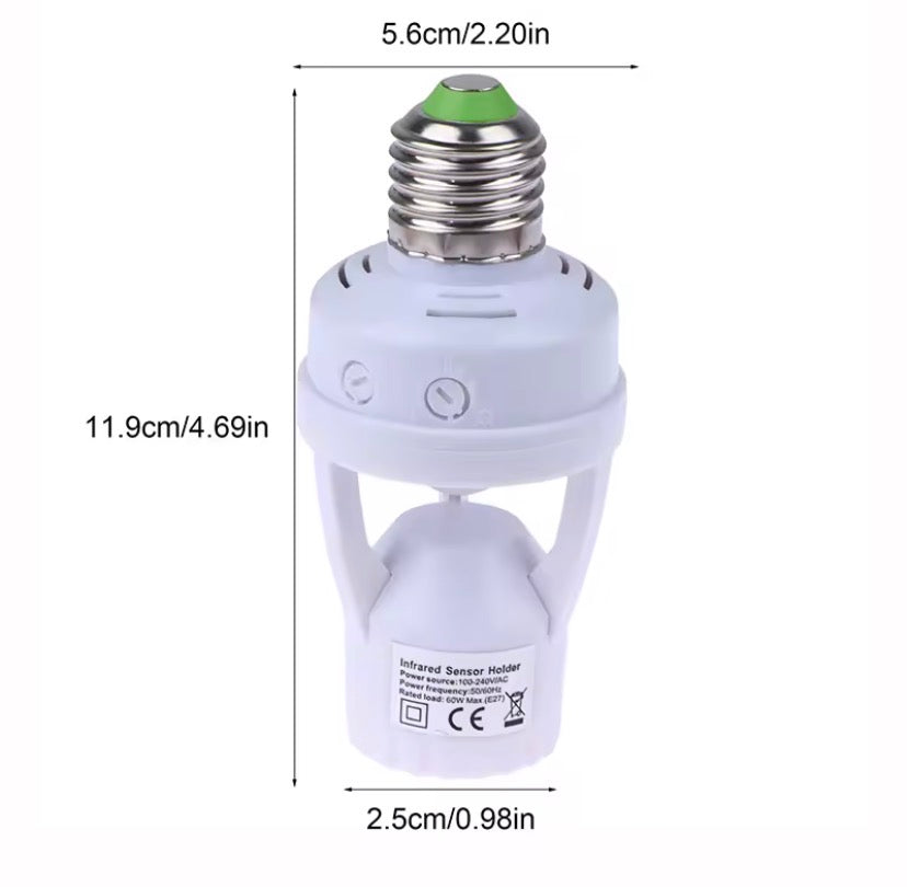 Smart Motion Sensor Bulb Holder, Auto On/Off Light Socket Adapter, Motion Sensor Light Bulb Socket Adapter, Smart Bulb Holder with Motion Detection