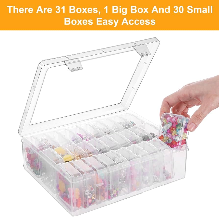 Transparent Bead Storage Organizer Box, Multi Compartment Craft Organizer, Mini Bead Collection Organizer