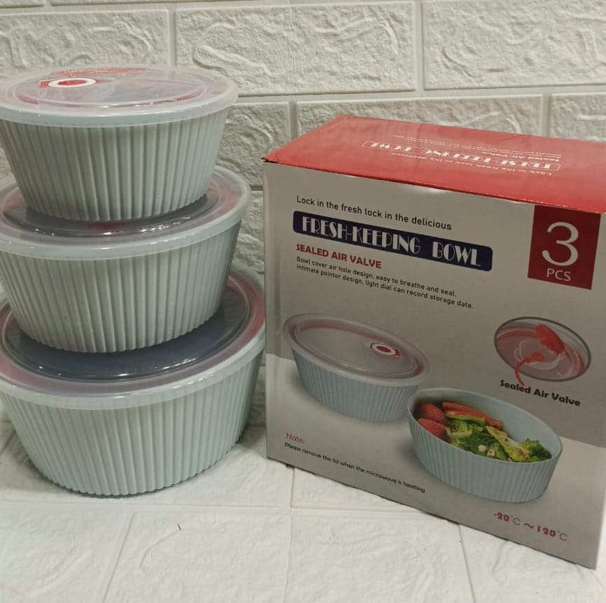 Set Of 3 Open Lid Bowl, Fresh Keeping Bowl, Pudding Custard Cups, Baking Bowl Set