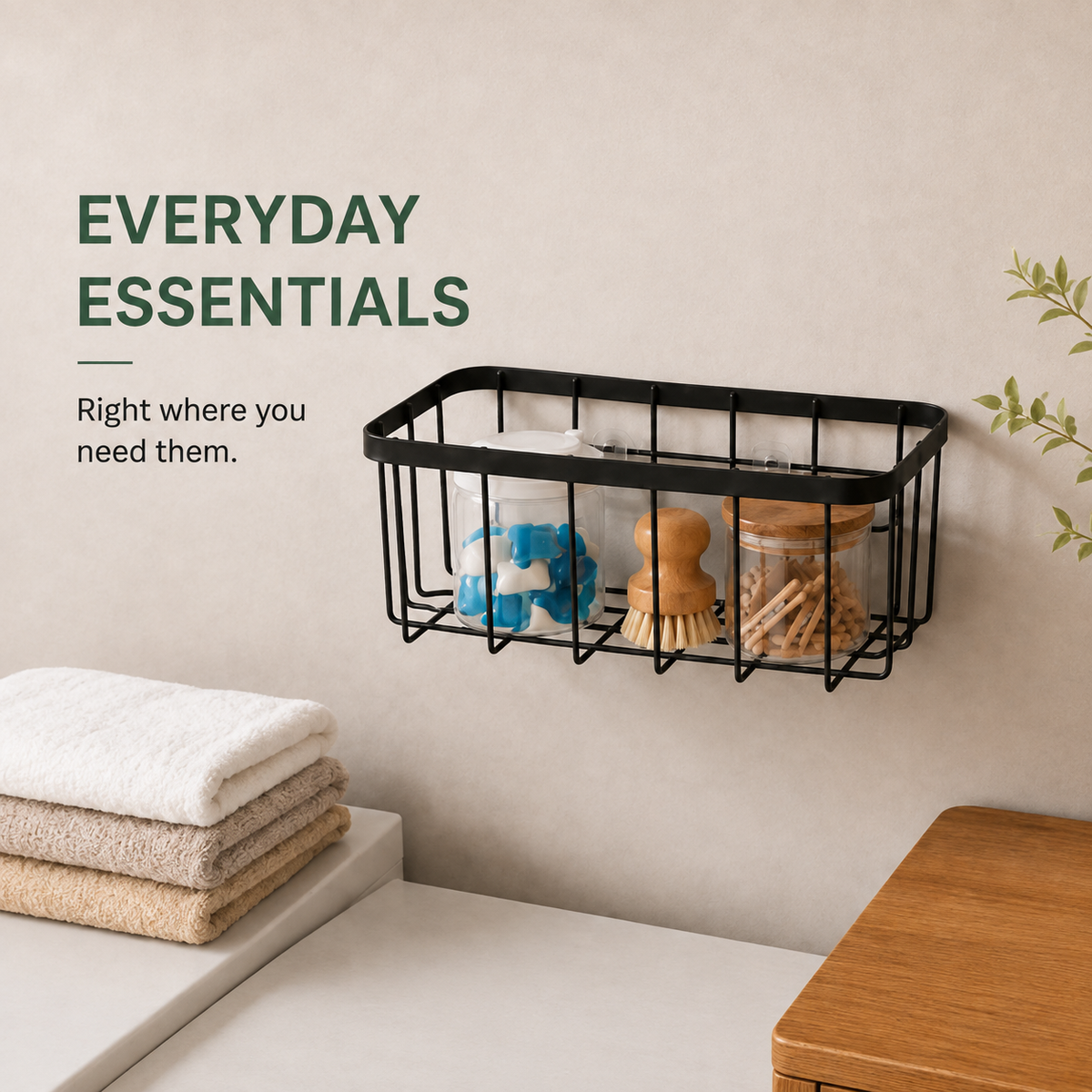 Wall Mounted Bathroom Storage Basket, Multipurpose Wall Storage Basket, Space Saving Bathroom Wall Shelf