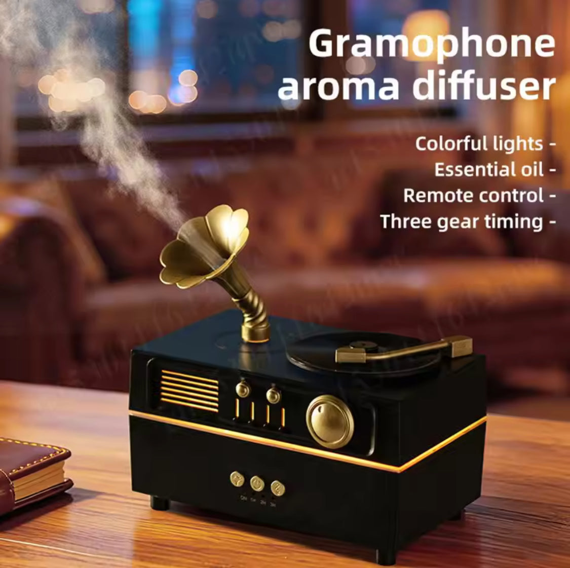 Vintage Gramophone Bluetooth Speaker With Humidifier, Retro Gramophone Air Humidifier, Aroma Humidifier, Home Office Air Purifier