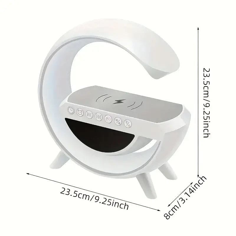 G Lamp Speaker With Digital Clock, RGB Multifunction Wireless Charger Alarm Clock Speaker, Home Decor Smart Lamp, Atmosphere Nightlight Bluetooth Stereo Clock Desktop Speaker, G Type Table Night Light