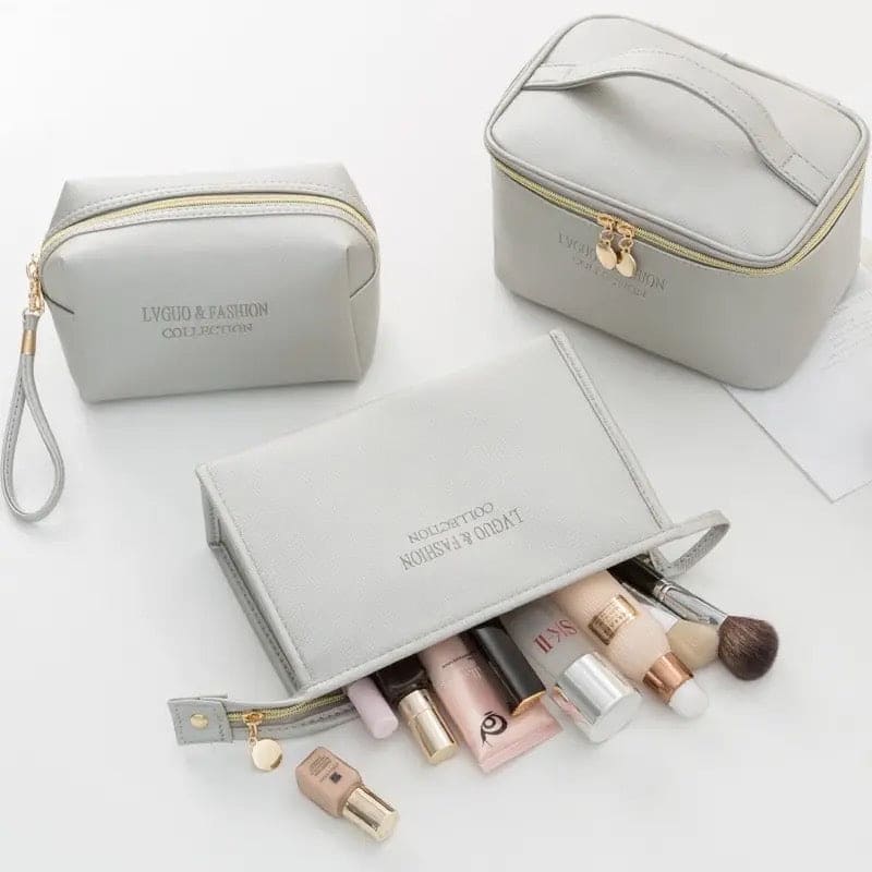 24 Pcs Preppy Makeup Bag PU Leather Cosmetic Bag Bulk Makeup Pouch Plain  Cosmeti