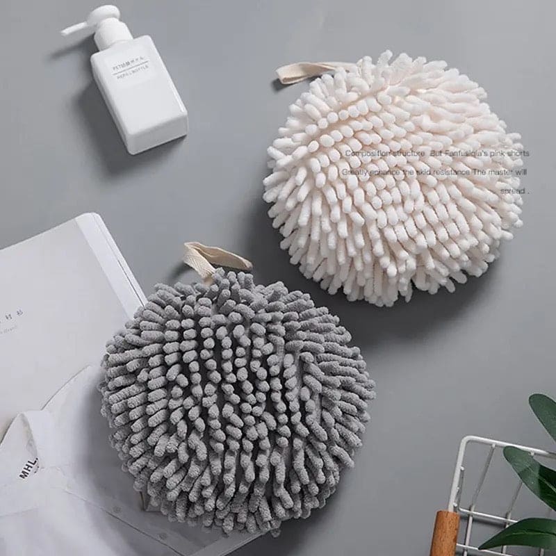 Microfiber Hand Ball Towel, Pompom Hand Towel, Hanging Hand Wipes, Kitchen Bathroom Hand Towel Ball with Hanging Loops, Quick Dry Soft Absorbent Fluffy Towel, Soft Absorbent Hand Drying Towel, Creative Hand Wipe Ball