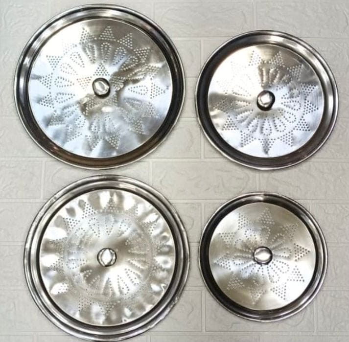 Stainless Steel Top Cover, Pot Tope Strainer Lid, Perforated Pots Pans Cover, Dekchi Pot Cover, Kitchen Cookware Cover Lid