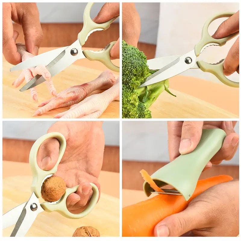 Kitchen Scissor Peelar Set, 3 In 1 Melon Planer, Wovilon Scissor And Peelar, Multipurpose Food Shear, Practical Kitchen Cutting Tool, Heavy Duty Meat Poultry, Stainless Steel Utility for Ultra Sharp Seafood Herb Serrated