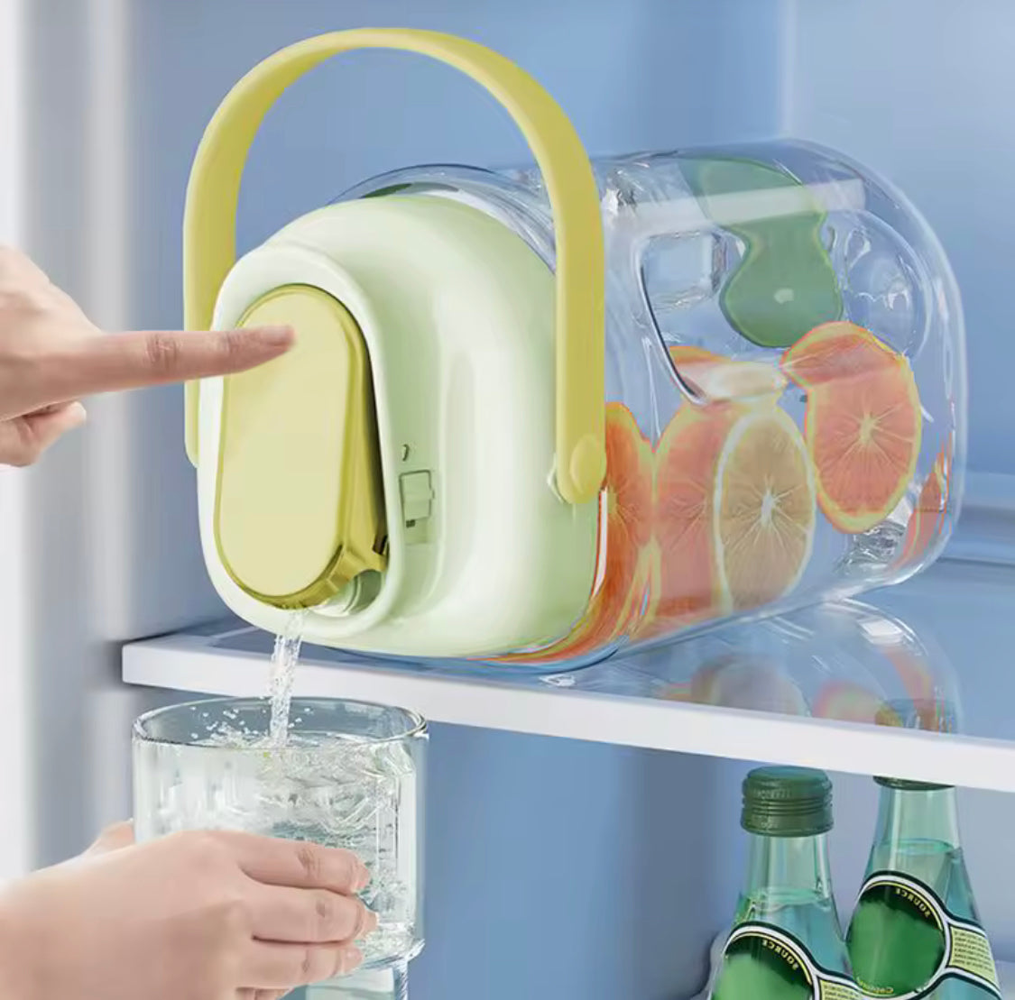 Fridge Glass Water Flask 2L Refrigerator Water Bottle Kettle With Tap,  Large Capacity Glass