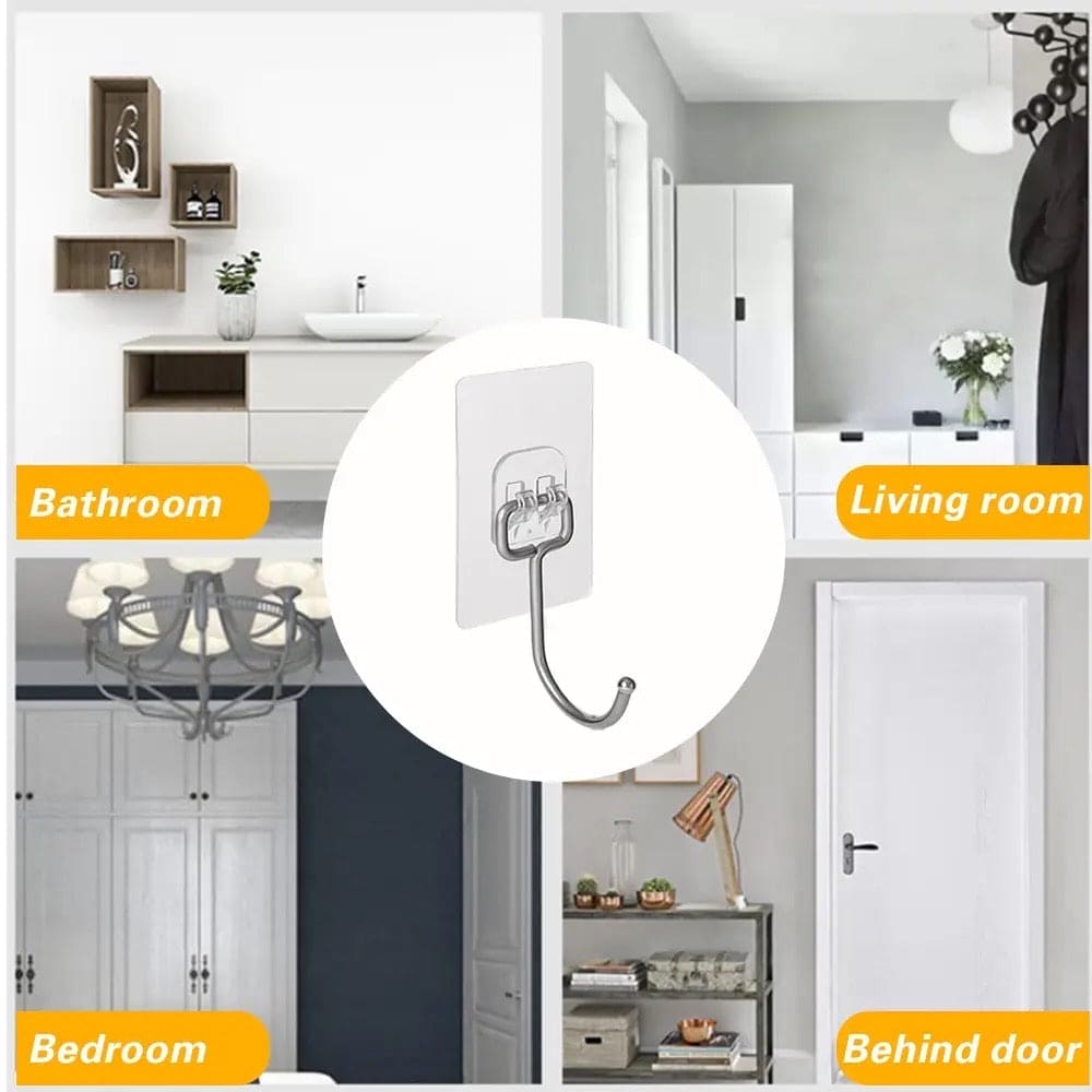 Rotatable Sticky Hanger, Transparent Wall Hooks, Strong Self Adhesive Anti-slip Hook, Punch Free No Trace Storage Hangers For Home Kitchen Bathroom, Multipurpose Wall Hanger, Load Bearing Sticky Hooks