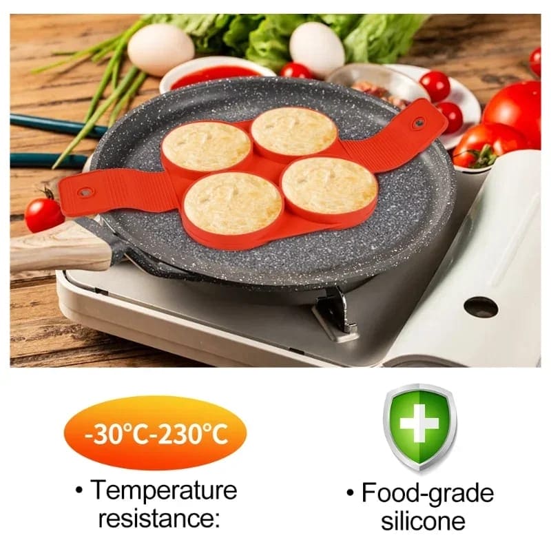 4 Heart Egg Pan Mold, Nonstick Egg Pancake Maker, Reusable Pancake Maker, Egg Ring Kitchen Cooking Baking Tool, Heart Maker Egg Cooker Pan, Flip Eggs Mold Kitchen Baking Accessories