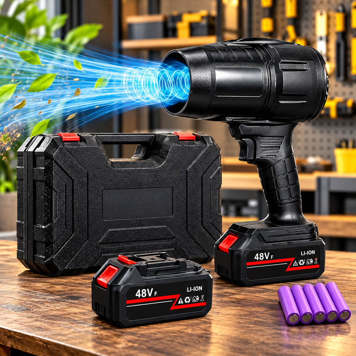 Rechargeable Cordless Blower with Battery, 48V Multi Purpose Cordless Blower, Adjustable Speed Turbo Jet Blower