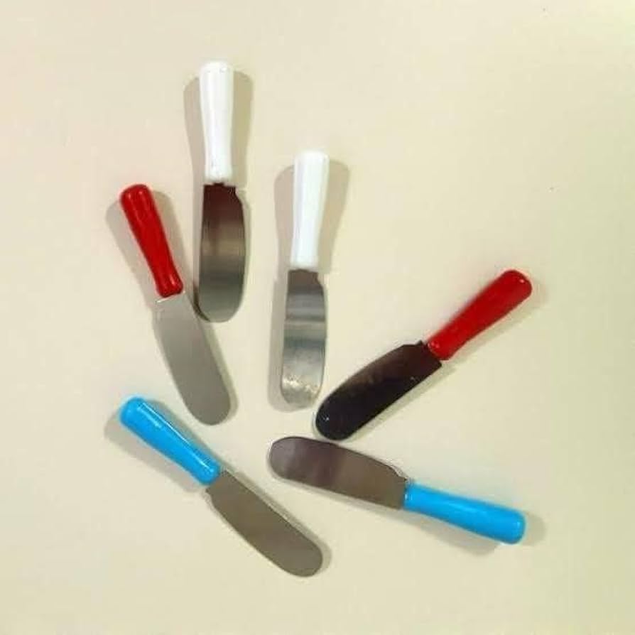 6pcs Butter Knife With Plastic Handle, Butter Cream Icing Frosting Knife, Kitchen Cake Decoration Tools