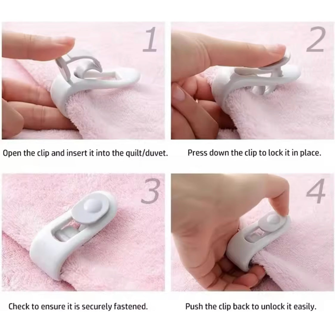 Set of 10 Anti Slip Bed Clips, Adjustable Bedding Holder Clips. Comfort Bed Sheet Clips, Bed Sheet Securing Clips